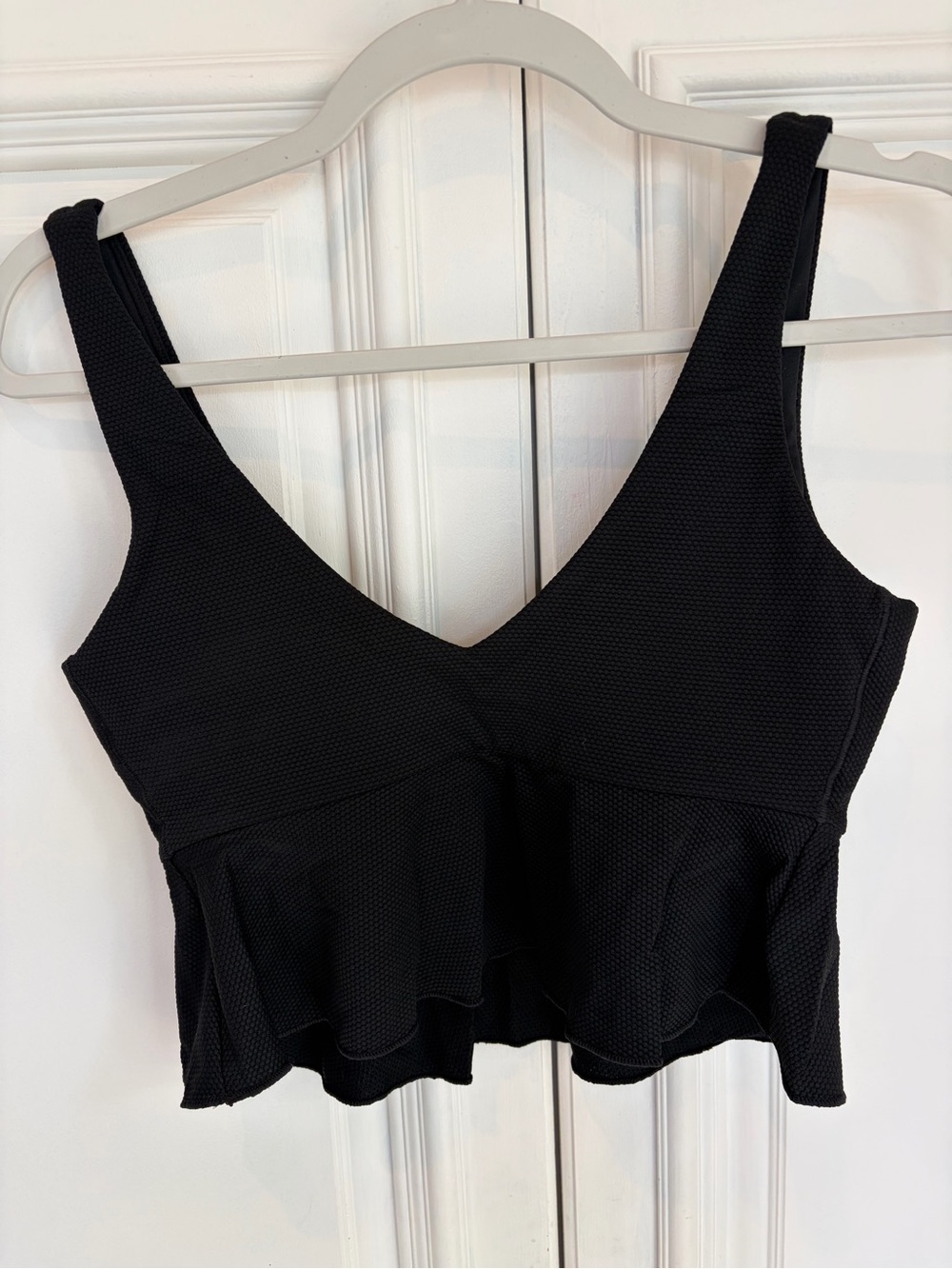 SPANX Black Textured V-Neck Swim Top